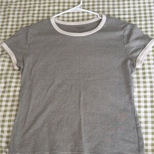 Arizona Jean Company Green & White Striped Ringer Tee